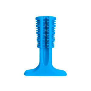 Mordedor escova dental para cães azul com cerdas e reservatório para gel dental