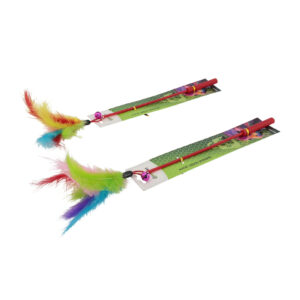 Brinquedo varinha guizo e penas para gatos interativo