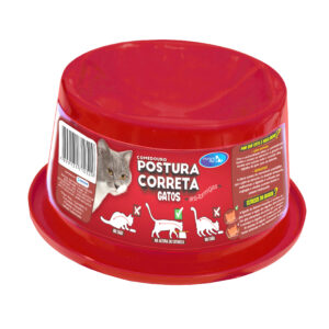 Comedouro postura correta para gatos vermelho ergonômico