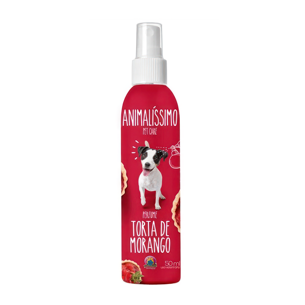 Colônia de Morango para Cachorro 50ml com fragrância doce e frutada