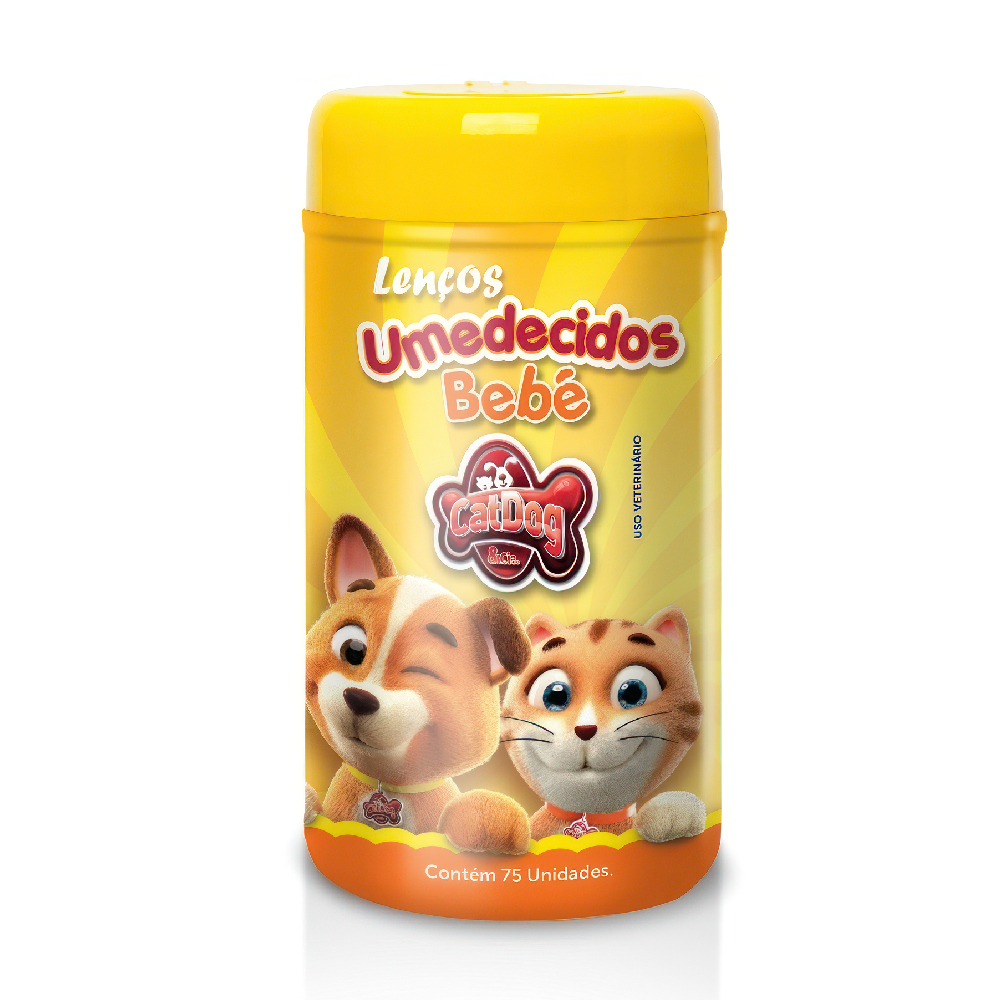lenço umedecido para cães e gatos bebê embalagem 75 unidades