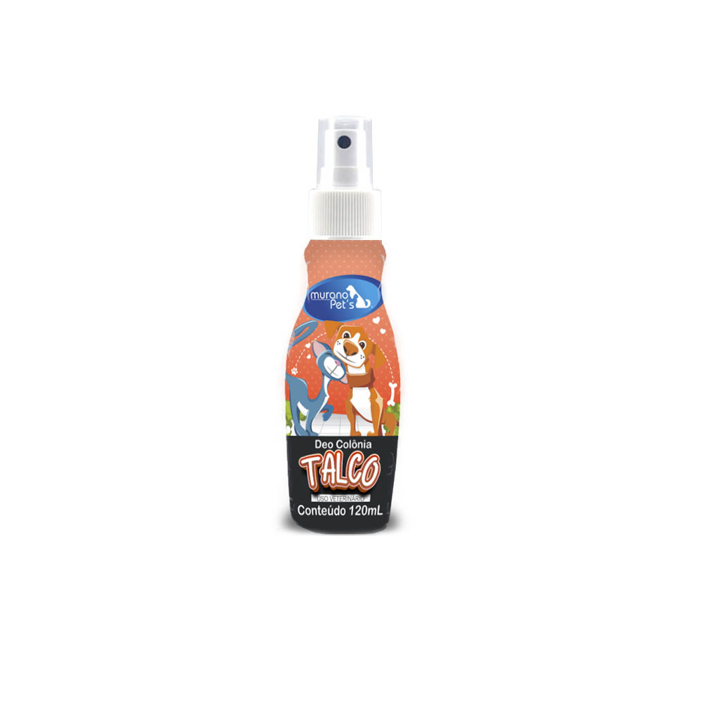 Colônia Talco para Cães e Gatos 120ml com fragrância suave de talco
