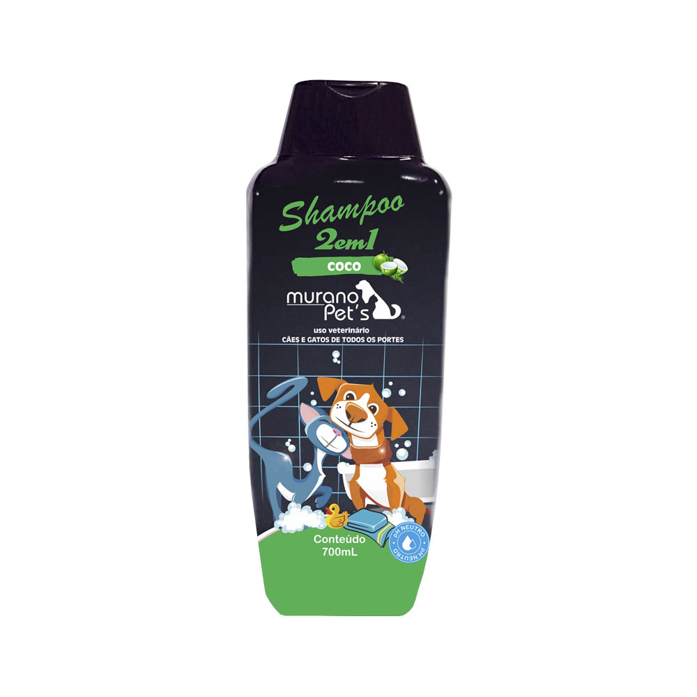 shampoo 2 em 1 para cães e gatos de coco 700ml